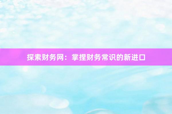 探索财务网：掌捏财务常识的新进口