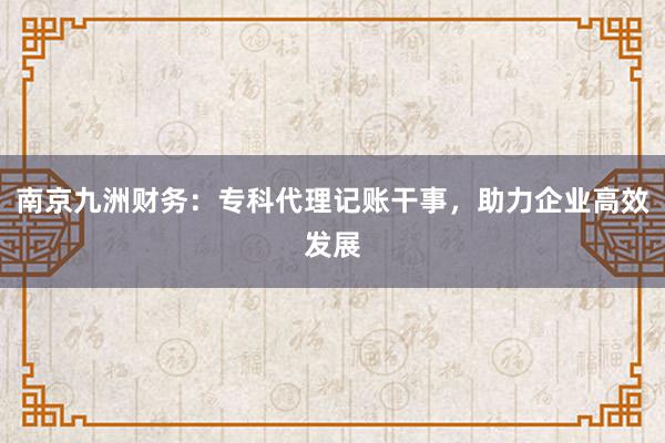 南京九洲财务：专科代理记账干事，助力企业高效发展