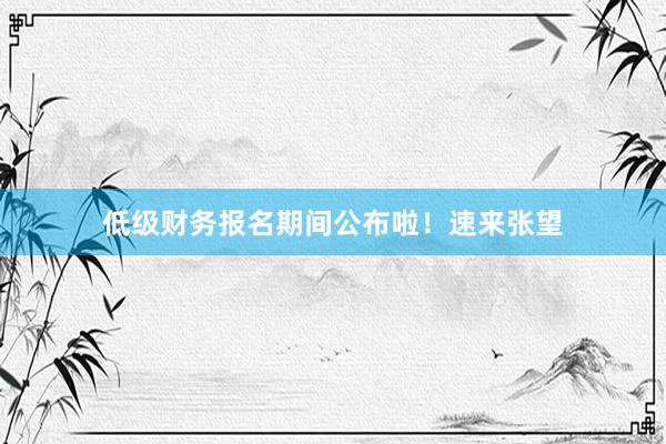 低级财务报名期间公布啦！速来张望